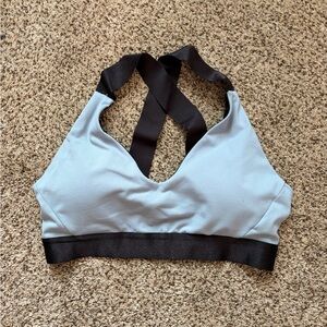 Senita Athletics Light Blue and Black Sports Bra